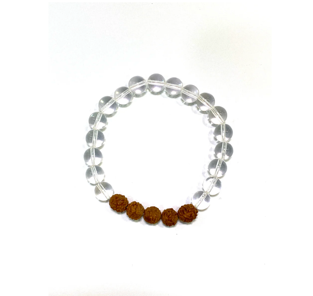 Clear Quartz Bracelet With Rudraksha