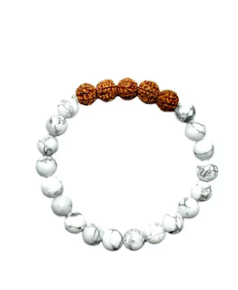 Howlite Bracelet with Rudraksha