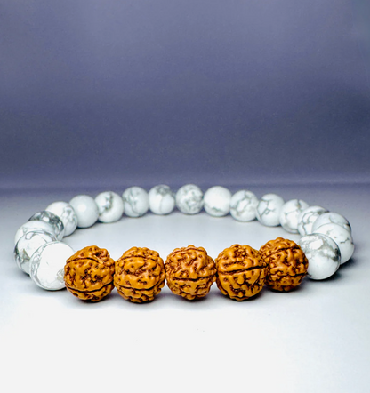 Howlite Bracelet with Rudraksha